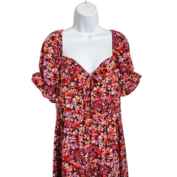 QED LONDON Abstract A-Line Midi Dress Sz 10 Sweetheart Neckline Colorful - Picture 4 of 7